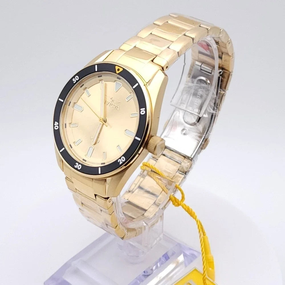 Invicta Ocean Voyage Men's Watch Gold Dial Black Bezel 39mm Steel‎ New